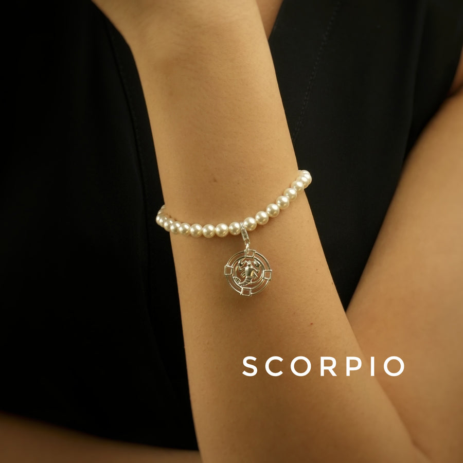 Woman Pearl Bracelet - ALL Zodiac Sun Sign in 92.5 Silver