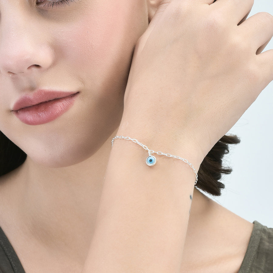 Delicate Link Nazar Magic Bracelet in 92.5 Silver