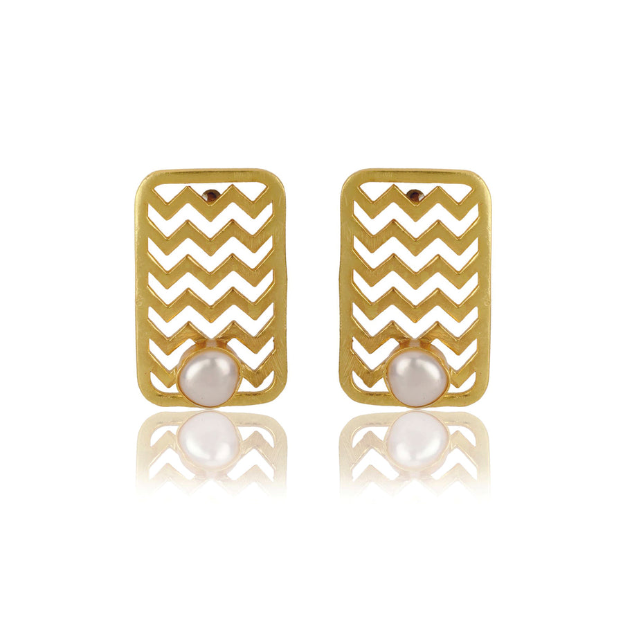 Freshwater Pearls Studs - Chevron Chic