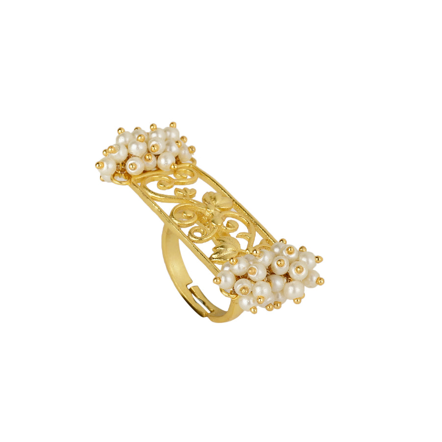 Lotus Rectangular Pearl Ring