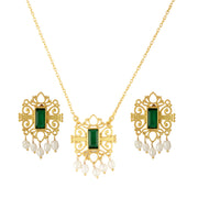 Green Shagun Stud & Necklace Gift set