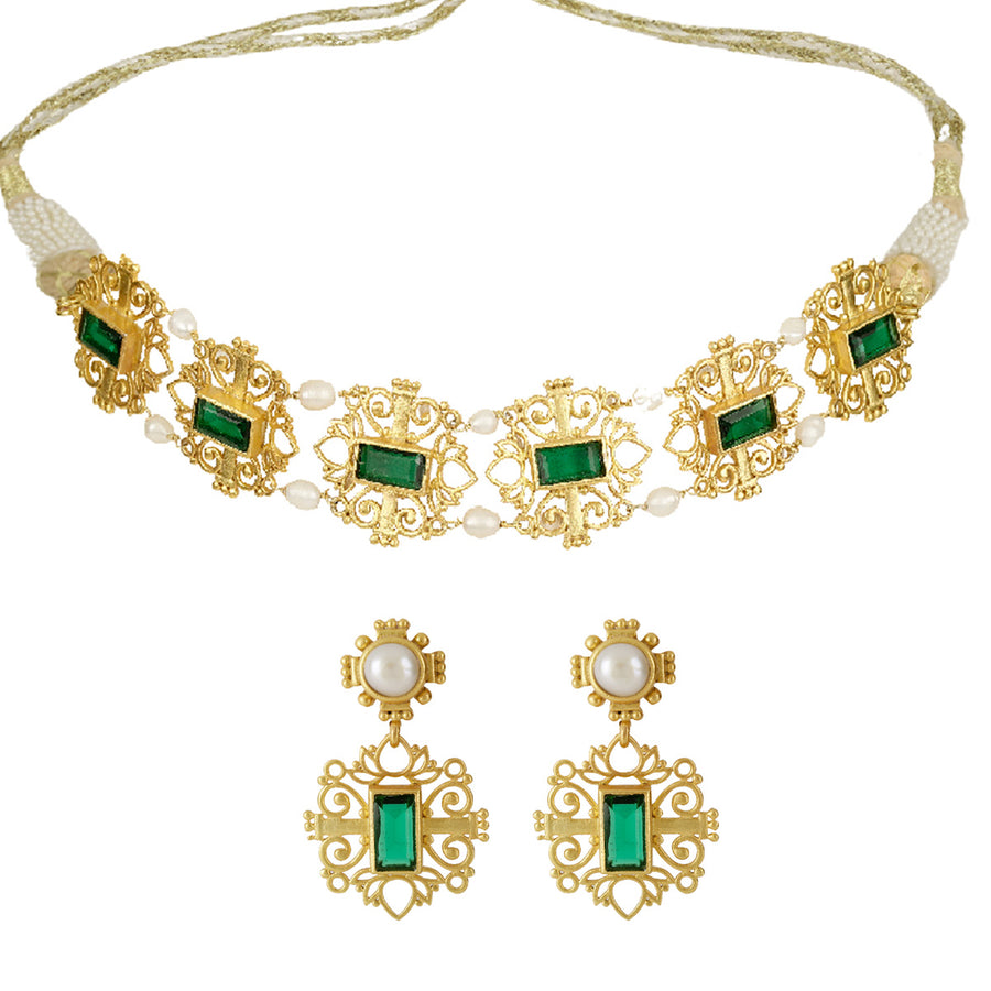 Green Shagun Choker & Earring Gift Set