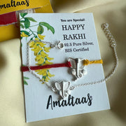 COMBO-Ganesh 92.5 Silver Rakhi for Bhai & Bhabhi