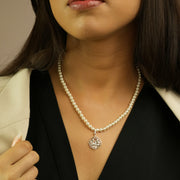 Gemini Pearl 92.5 Silver Necklace PLUS Free Thread Bracelet