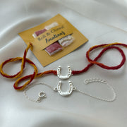 COMBO-Good Luck HorseShoe  92.5 Silver Rakhi For Bhai & Bhabhi