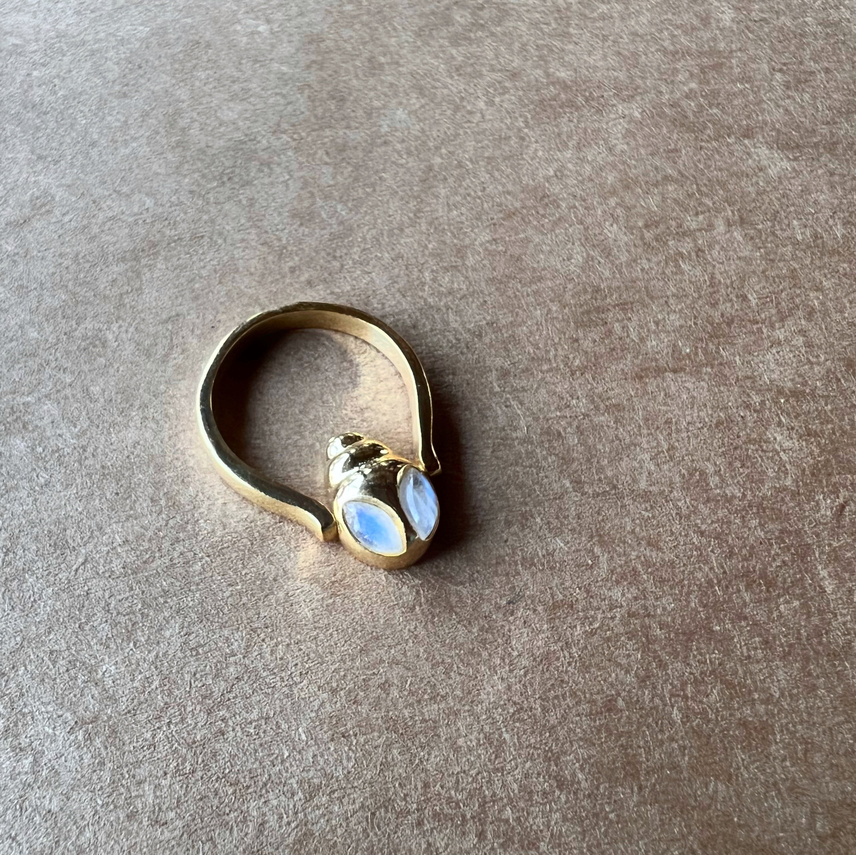 Lucky Ladybug  Rainbow Moonstone Ring