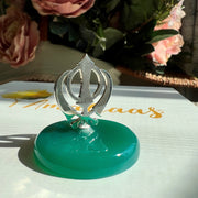 KHANDA Waheguru's Blessing in 92.5 Silver with Green Onyx