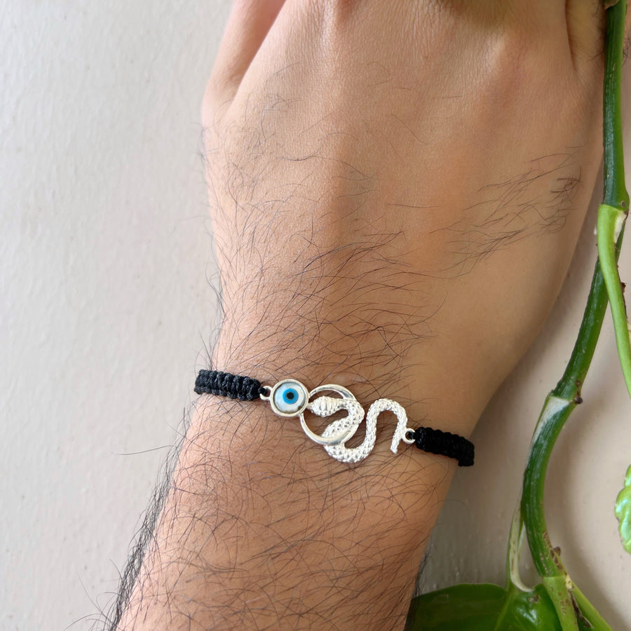 MEN -  EvilEye Shiva's Vasuki Nagmani 92.5 Silver Bracelet