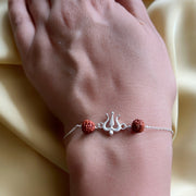 WOMEN - Mahadev's Trishul with Double Rudhraksh 92.5 Silver Bracelet