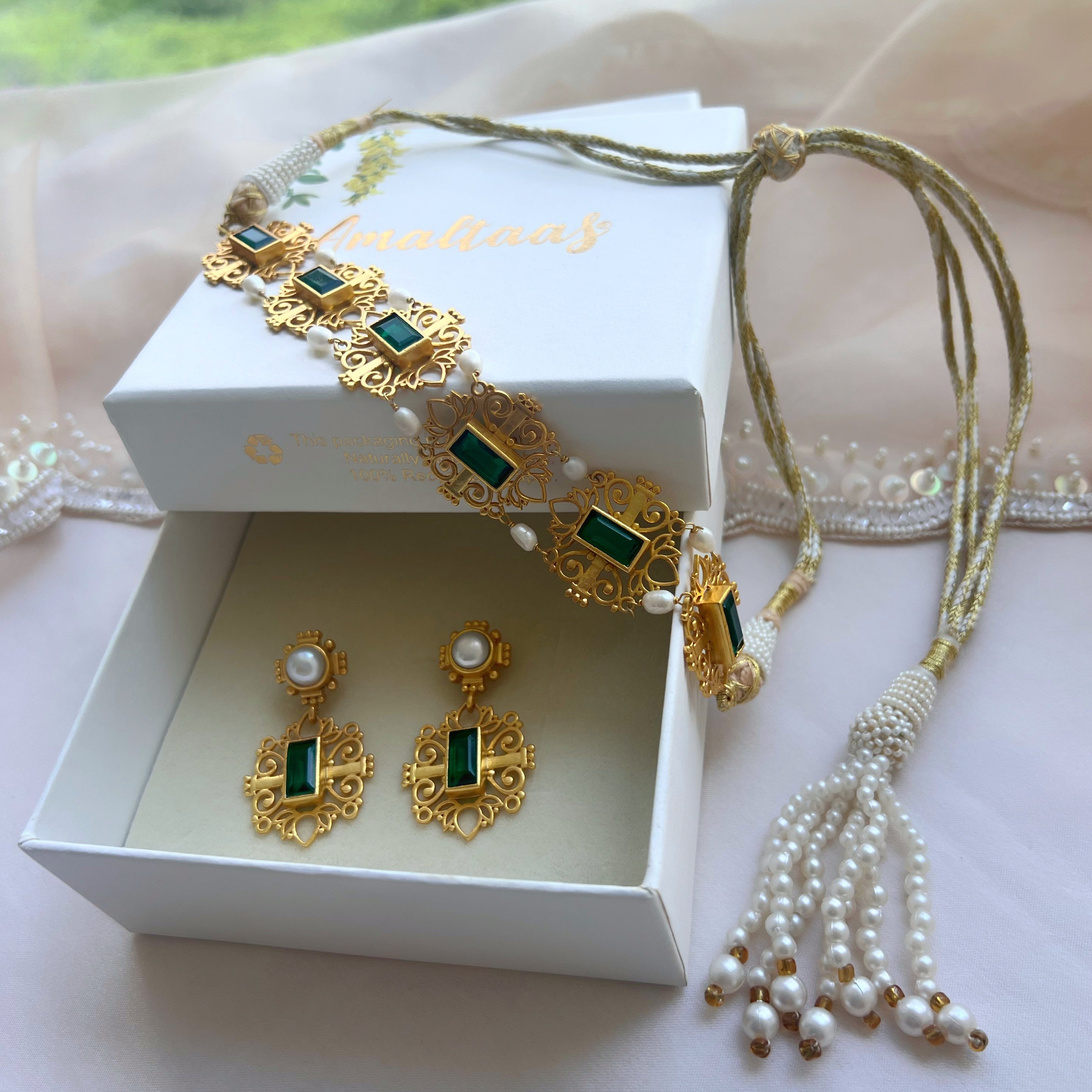 Green Shagun Choker & Earring Gift Set