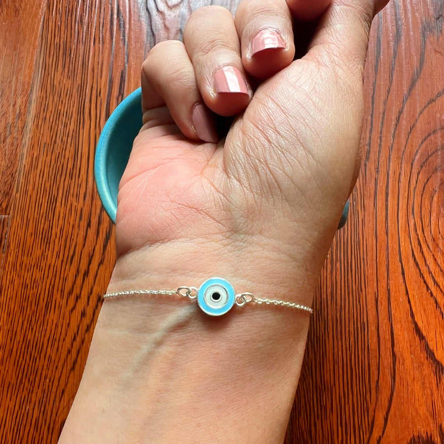 Women EvilEye Nazar Silver Chain Bracelet