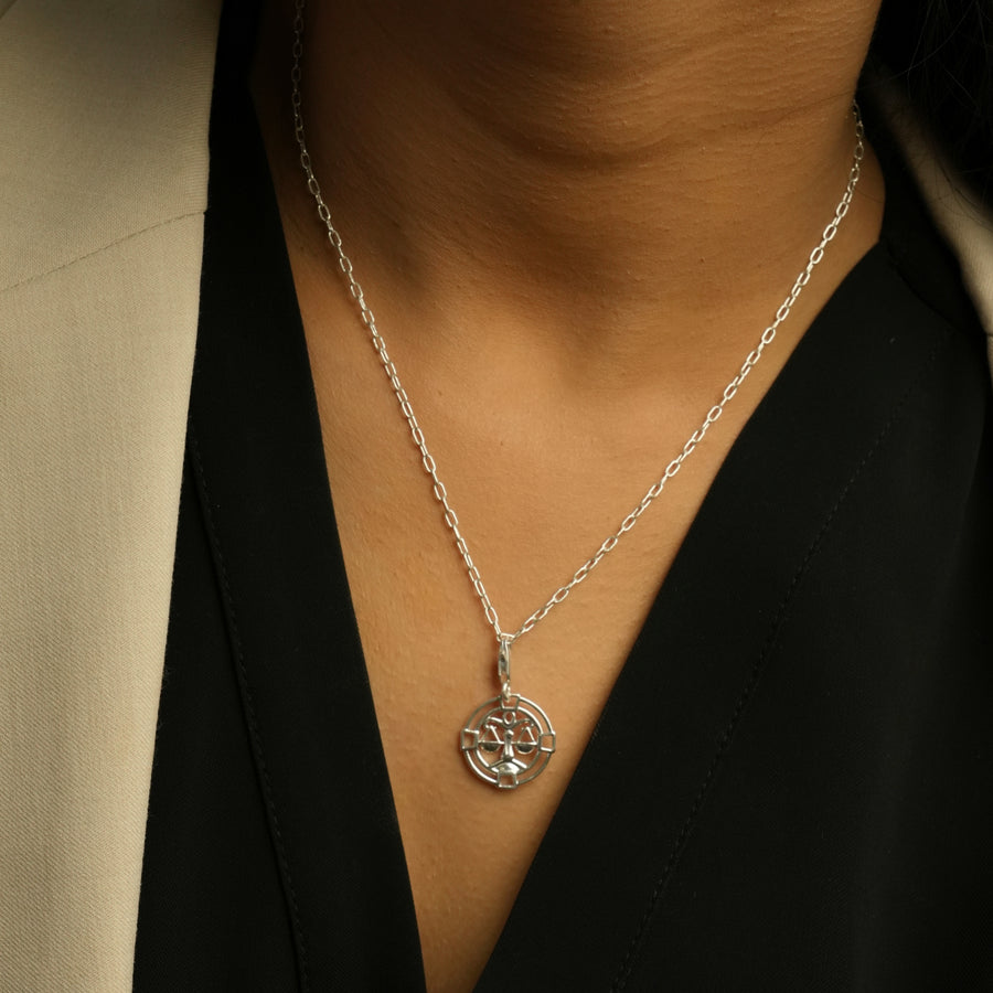 Libra Chain 92.5 Silver Necklace PLUS Free Thread Bracelet