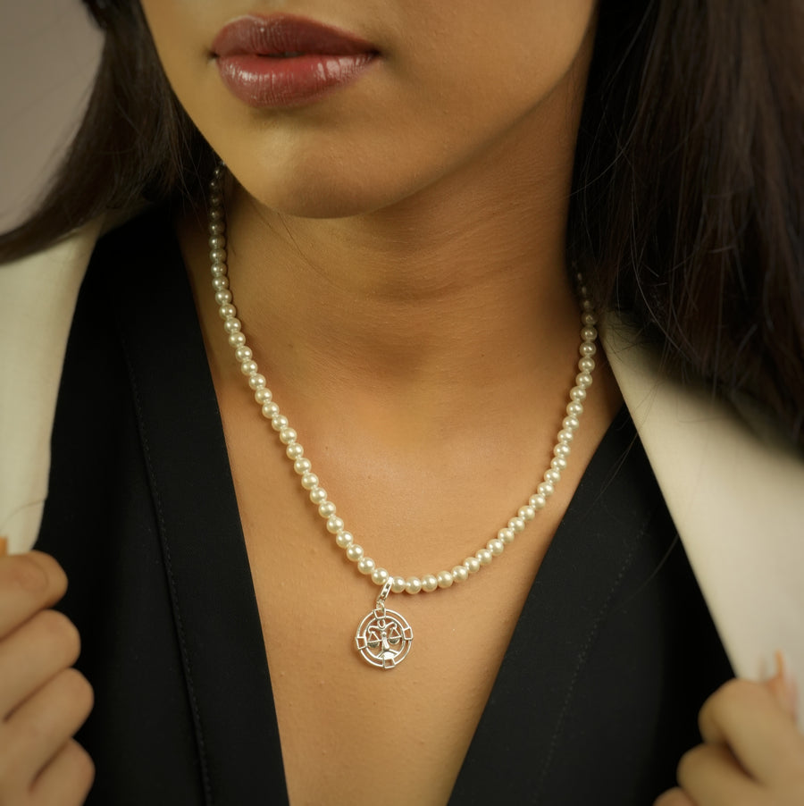 Libra Pearl 92.5 Silver Necklace PLUS Free Thread Bracelet