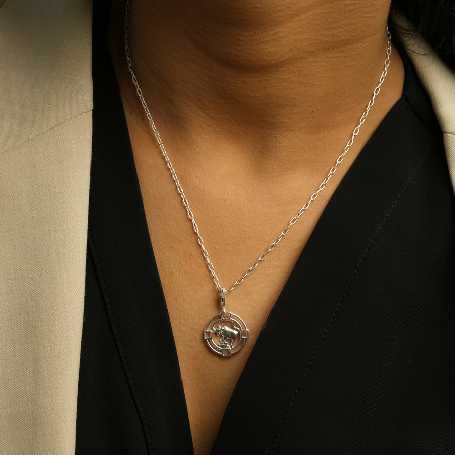 Taurus Chain 92.5 Silver Necklace PLUS Free Thread Bracelet