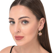 Round Petal Love with Rose Quartz Earring