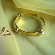 Shagun Open Oval  Bangle with Freshwater Pearls