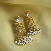 Lotus Rectangle Pearls Earrings