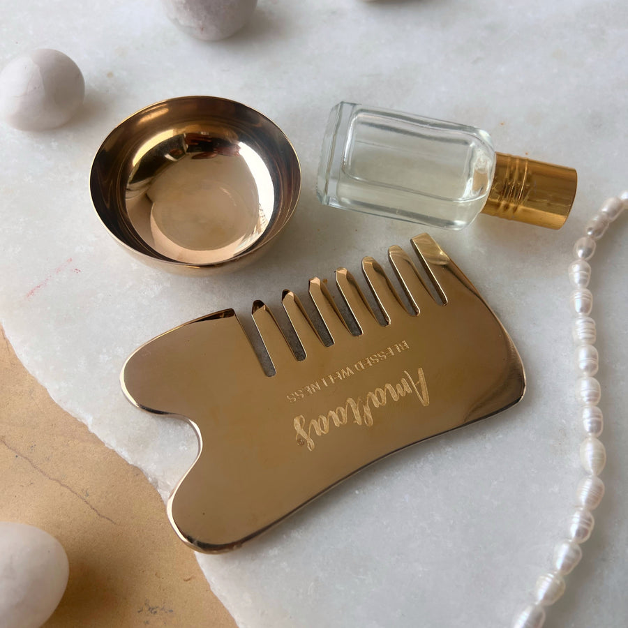 Kansa Set- Comb Gua Sha + Oil Container