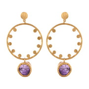 Dot Dot Hoop - Purple Amethyst