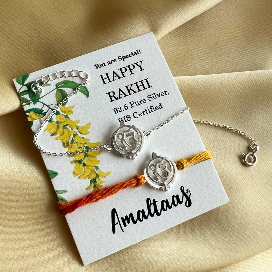 COMBO-Ek Onkar 92.5 Silver Rakhi for Bhai & Bhabhi