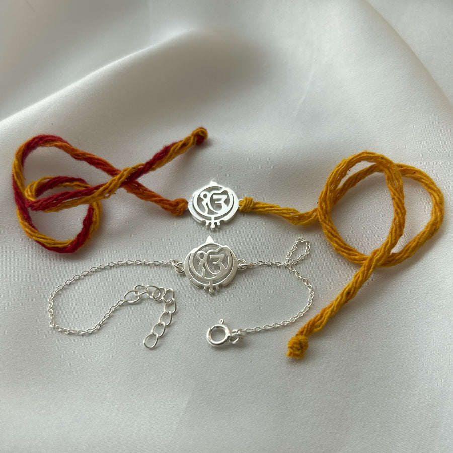 COMBO-Ek Onkar 92.5 Silver Rakhi for Bhai & Bhabhi