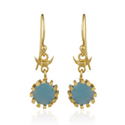 Moon Hook Earring - Aqua Chalcedony