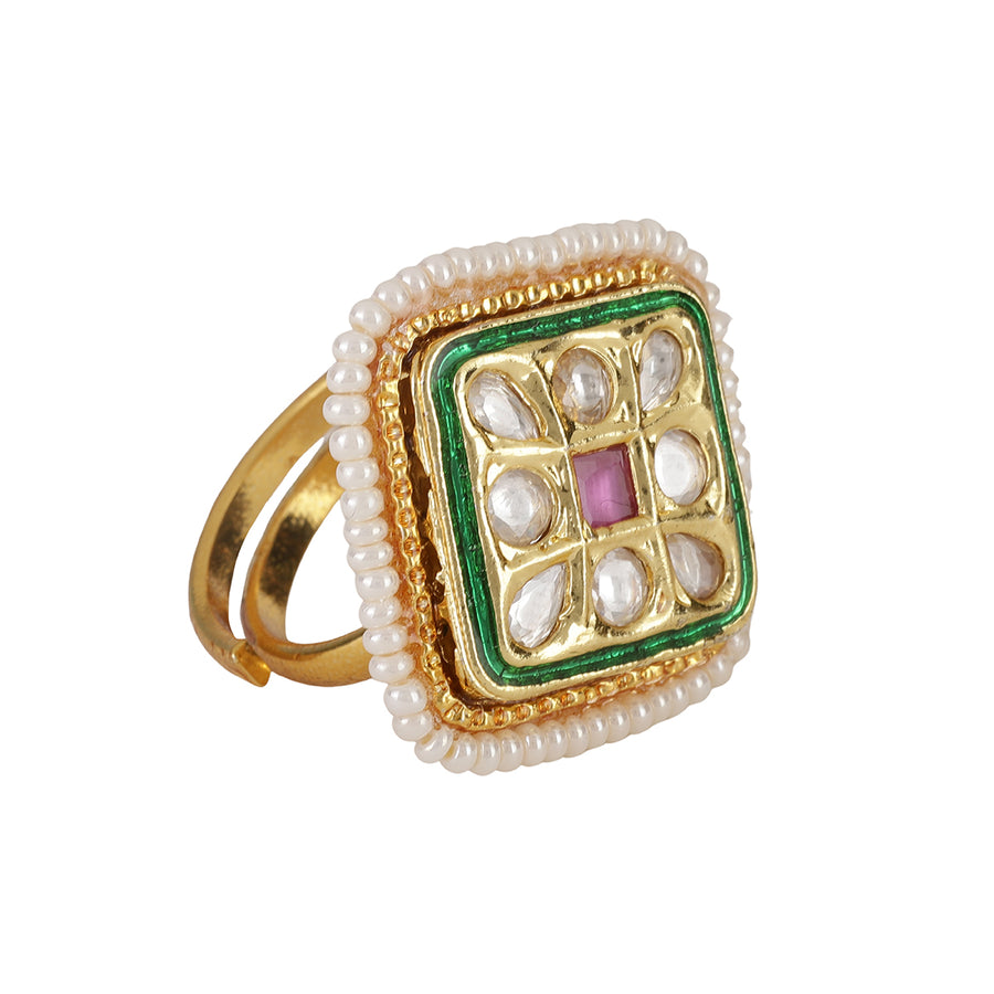 Maharani Kundan Square Ring