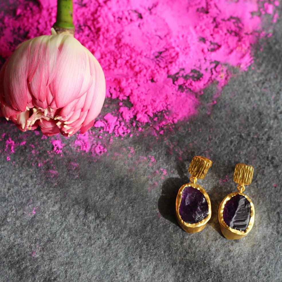 Woodsmoke Shine Earring - Amethyst