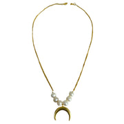 Big Moon Charm & Pearl Necklace