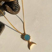 Moon Necklace - Aqua Chalcedony