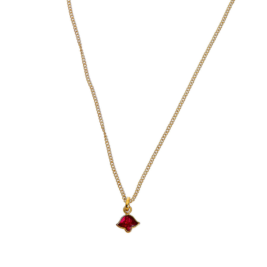 Red Polki Lotus Necklace