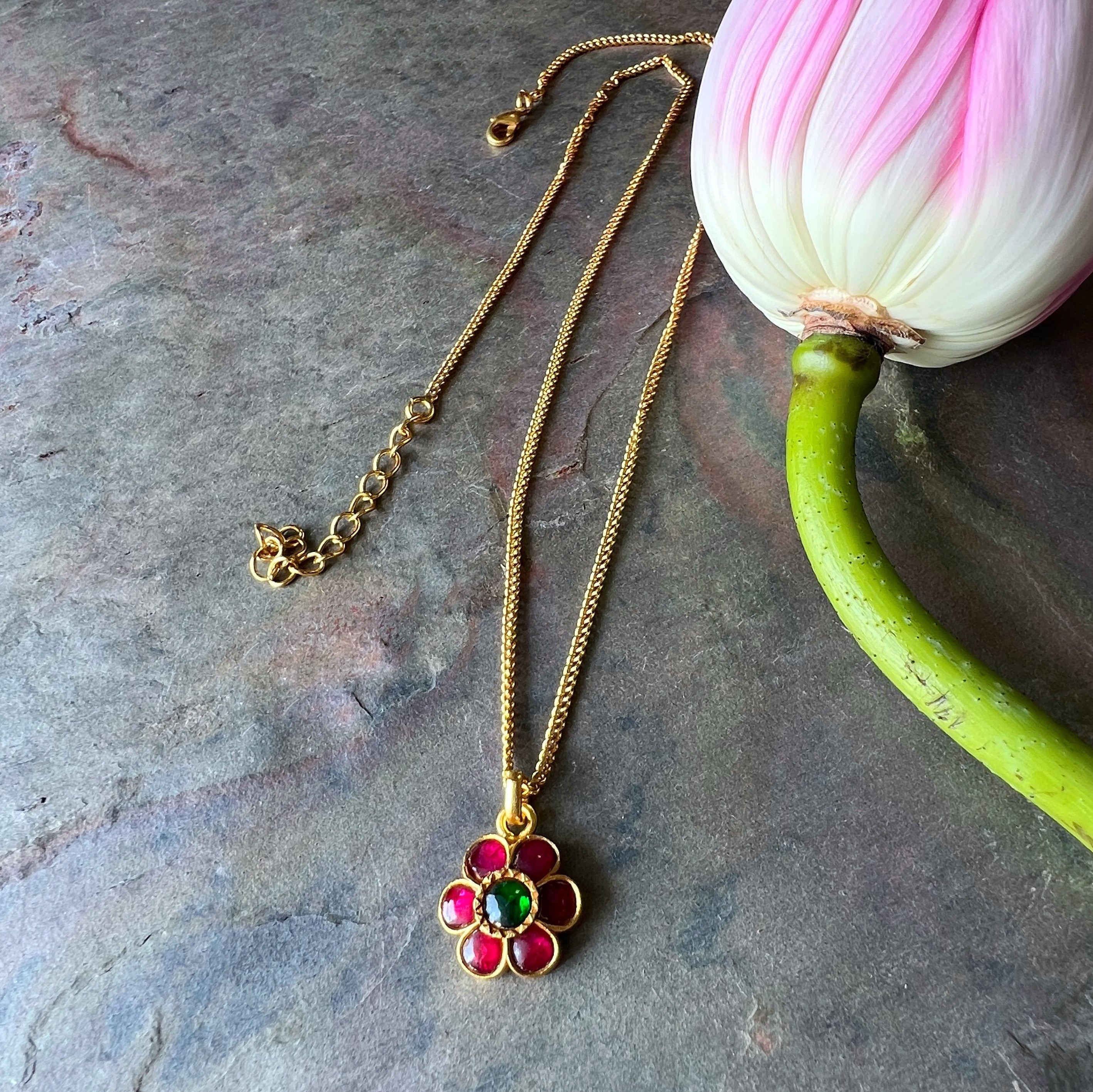 Red Gulab Polki Necklace