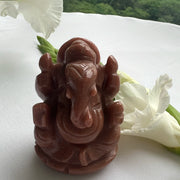 BLESSED HOME - Ganesh Ji Red Aventurine, Handcrafted Statue