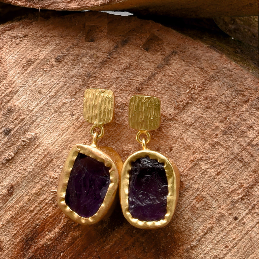 Woodsmoke Shine Earring - Amethyst